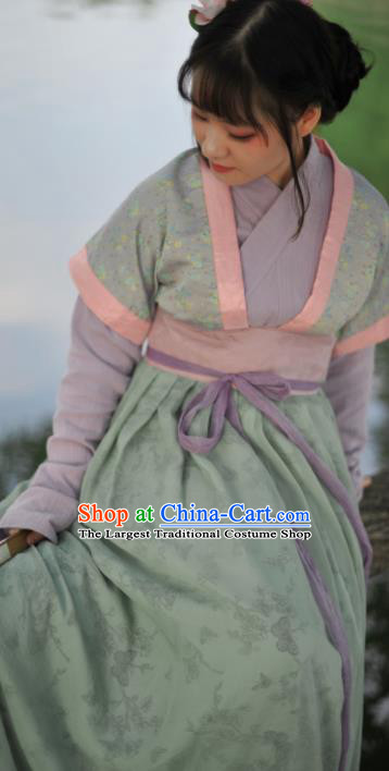 Chinese Ancient Maidservants Green Hanfu Dress Song Dynasty Young Lady Historical Costume Complete Set for Women