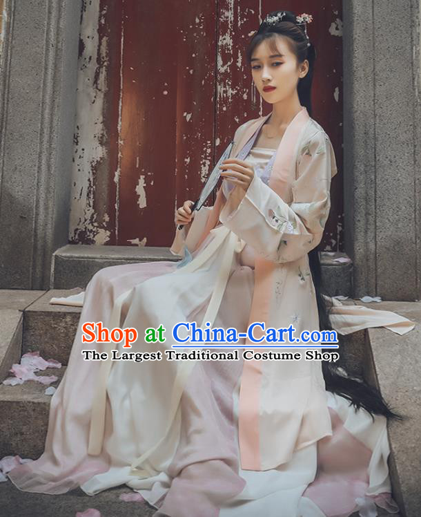 Traditional Chinese Song Dynasty Replica Costumes Ancient Princess Embroidered Hanfu Dress for Women