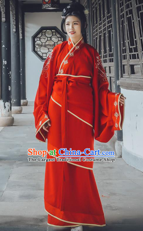 Traditional Chinese Han Dynasty Imperial Concubine Replica Costumes Ancient Wedding Embroidered Hanfu Dress for Women