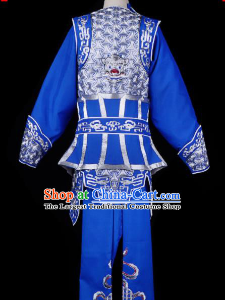 Professional Chinese Traditional Beijing Opera Takefu Costume Peking Opera Swordsmen Blue Clothing for Adults