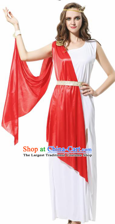 Traditional Greece Costume Ancient Greek Goddess Garment Garden of Eden Athena Red Dress for Women