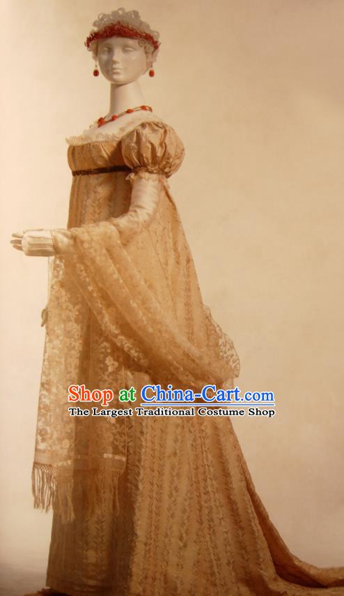 Traditional Greek Goddess Costume Ancient Greek Queen Golden Dress for Women