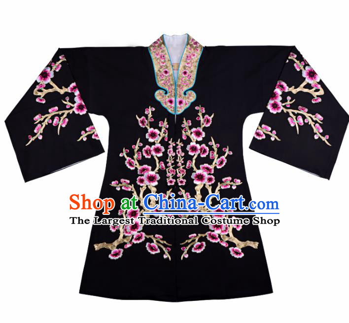 Professional Chinese Traditional Beijing Opera Young Lady Costume Black Plum Blossom Cloak for Adults