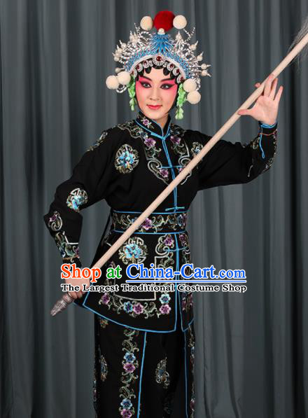 Professional Chinese Traditional Beijing Opera Blues Magic Warriors Black Costume for Adults
