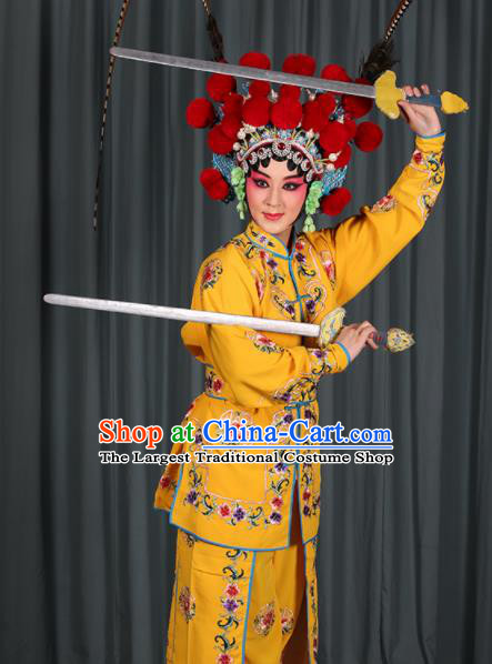 Professional Chinese Traditional Beijing Opera Blues Magic Warriors Yellow Costume for Adults