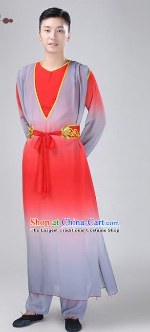 Chinese Traditional National Stage Performance Costume Classical Dance Red Clothing for Men
