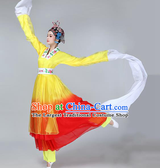 Chinese Traditional Stage Performance Dance Costume Classical Dance Yellow Dress for Women