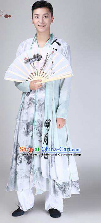 Chinese Traditional National Stage Performance Costume Classical Dance Ink Painting Clothing for Men