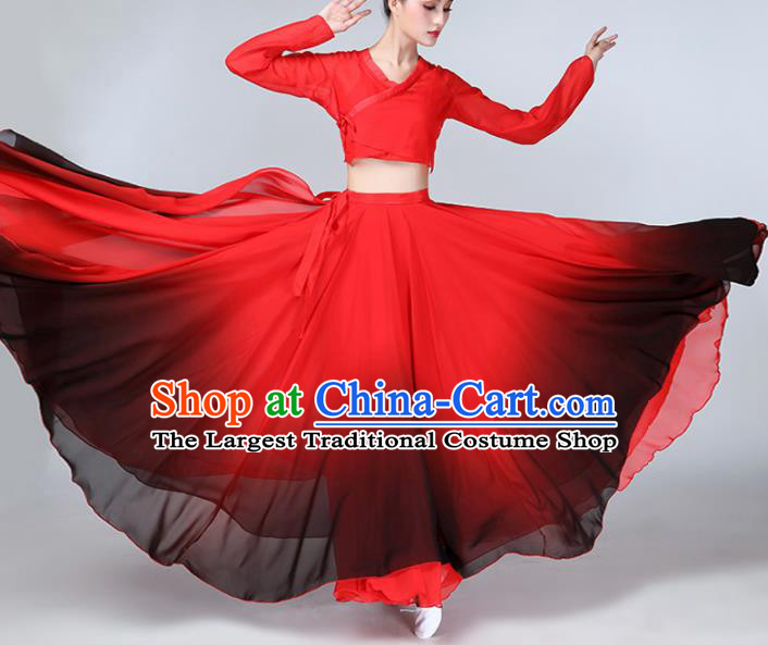 Chinese Traditional Stage Performance Umbrella Dance Red Costume Classical Dance Dress for Women