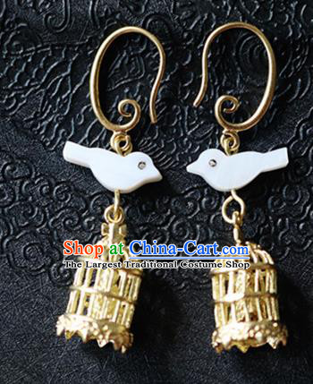 Chinese Ancient Traditional Handmade Birdcage Earrings Classical Ear Accessories for Women