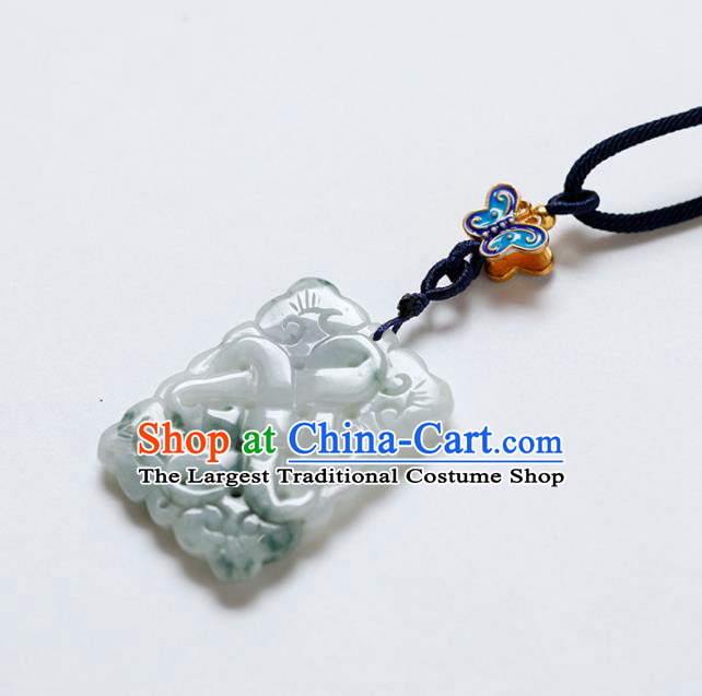 Chinese Traditional Handmade Tassel Jade Pendant Classical Pressure Front Accessories for Women