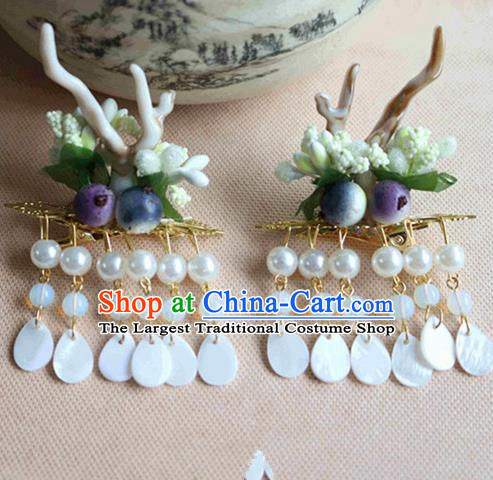Chinese Ancient Traditional Handmade Horn Tassel Hair Claws Classical Hair Accessories for Women