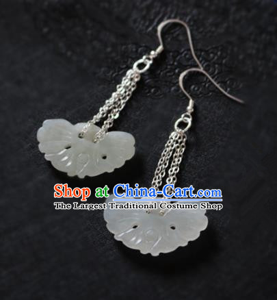 Chinese Ancient Traditional Handmade Jade Earrings Classical Ear Accessories for Women