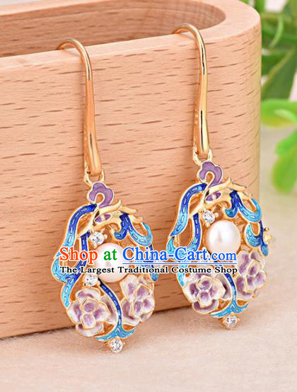 Chinese Ancient Traditional Handmade Colored Enamel Earrings Classical Ear Accessories for Women