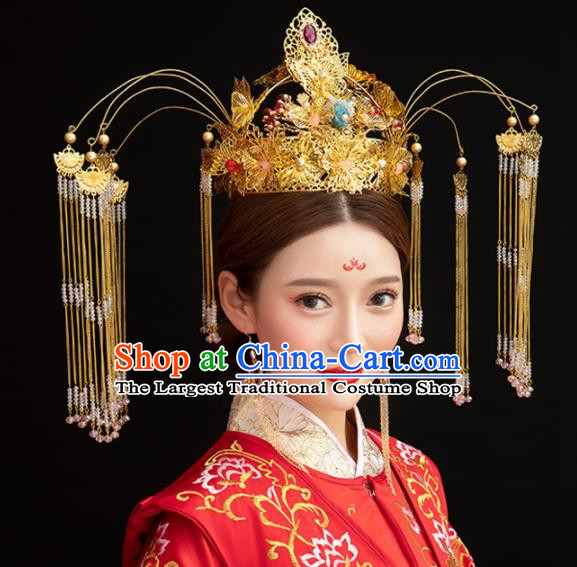 Chinese Ancient Palace Queen Phoenix Coronet Hairpins Traditional Hair Accessories Headdress for Women