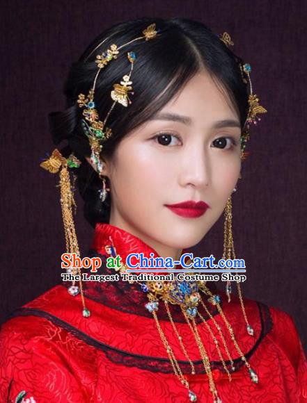 Top Grade Chinese Ancient Bride Wedding Tassel Hairpins Traditional Hair Accessories Headdress for Women