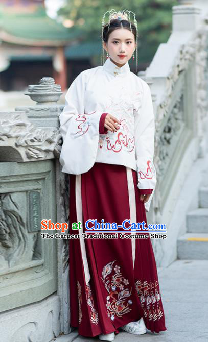 Traditional Chinese Ming Dynasty Hanfu Dress Ancient Nobility Lady Embroidered Replica Costume for Women