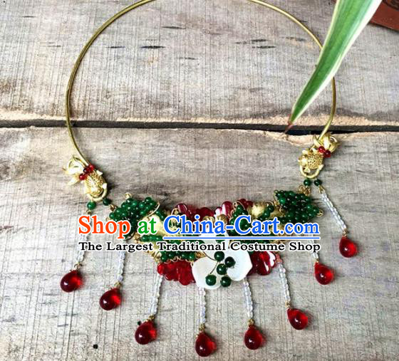 Top Grade Chinese Handmade Blue Beads Necklace Traditional Bride Jewelry Accessories for Women