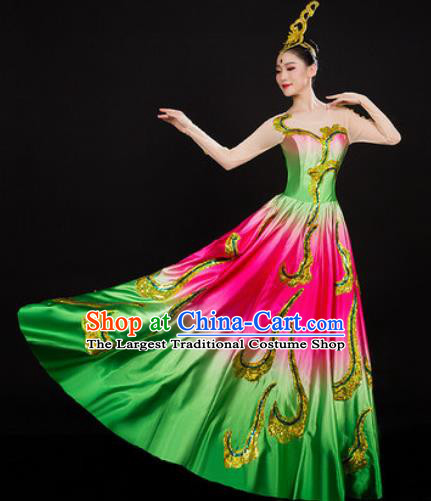 Chinese Traditional Spring Festival Gala Opening Dance Dress Peony Dance Stage Performance Costume for Women