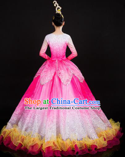 Chinese Traditional Opening Dance Pink Dress Spring Festival Gala Peony Dance Stage Performance Costume for Women