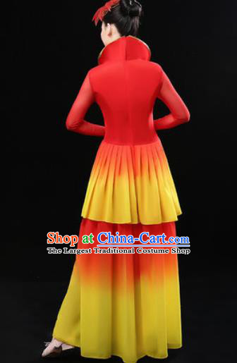 Chinese Traditional Classical Dance Red Dress Umbrella Dance Stage Performance Costume for Women