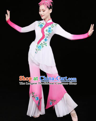 Chinese Traditional Stage Performance Fan Dance Pink Clothing Folk Dance Group Yangko Dance Costume for Women