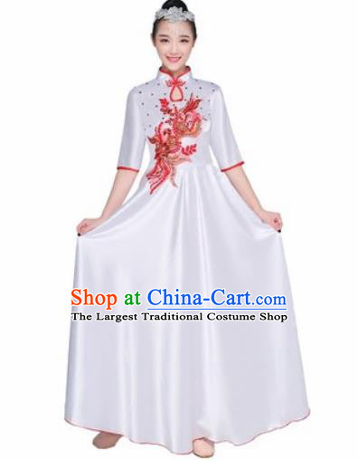 Chinese Traditional Chorus White Dress Opening Dance Modern Dance Stage Performance Costume for Women