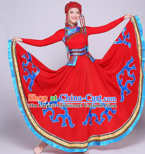 Traditional Chinese Miao Nationality Folk Dance Red Dress Hmong National Ethnic Costume for Women