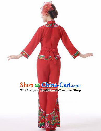 Traditional Chinese Spring Festival Folk Dance Red Clothing Yangko Dance Costume for Women