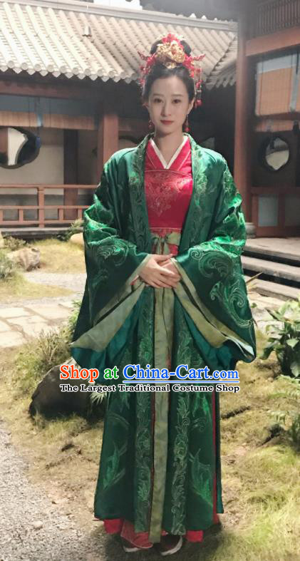 The Story Of MingLan Chinese Drama Ancient Song Dynasty Wedding Embroidered Historical Costume and Headpiece for Women