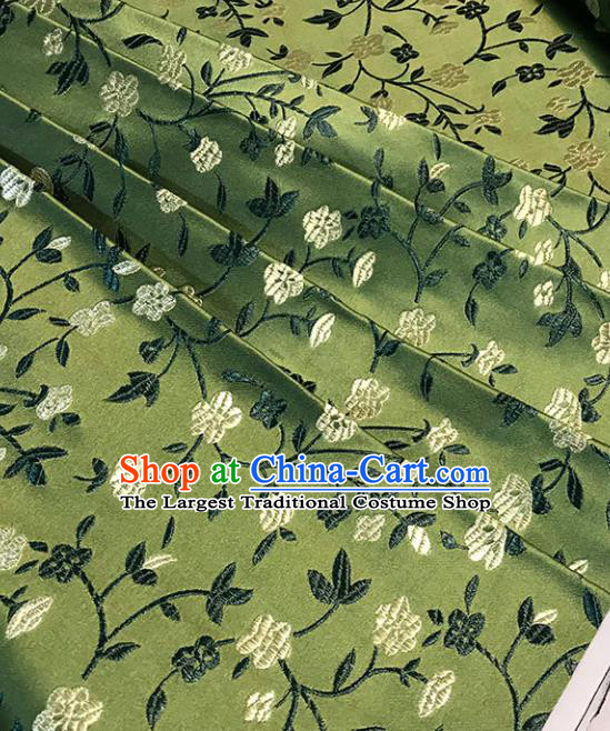 Asian Chinese Royal Wheat Flowers Pattern Green Brocade Fabric Traditional Silk Fabric Tang Suit Material