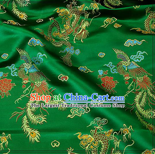 Asian Chinese Royal Dragon Pattern Green Brocade Fabric Traditional Silk Fabric Tang Suit Material