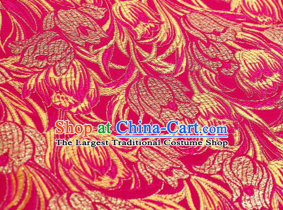 Asian Chinese Traditional Royal Tulip Pattern Rosy Satin Nanjing Brocade Fabric Tang Suit Silk Material