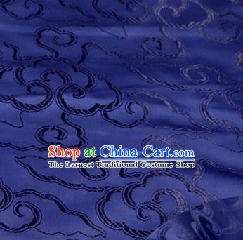 Asian Chinese Traditional Royal Auspicious Clouds Pattern Navy Brocade Fabric Tang Suit Silk Fabric Material
