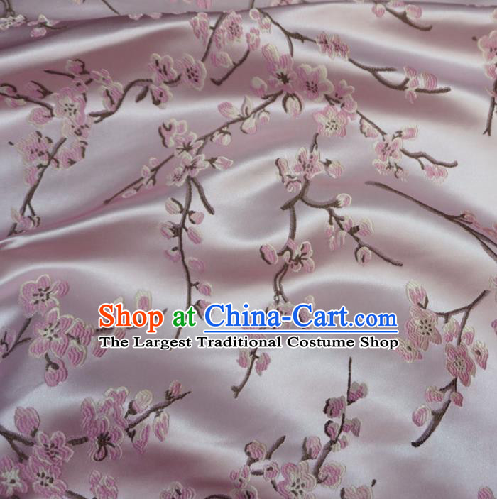 Asian Chinese Traditional Brocade Fabric Embroidered Plum Blossom Pattern Pink Satin Tang Suit Silk Material