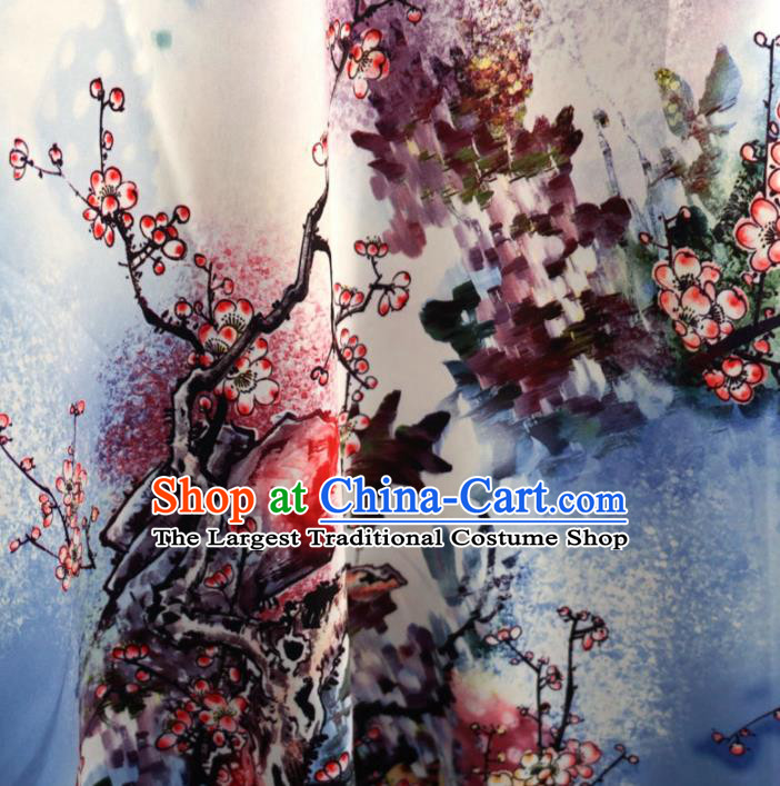 Asian Chinese Painting Plum Blossom Design Pattern Brocade Traditional Cheongsam Satin Fabric Tang Suit Silk Material