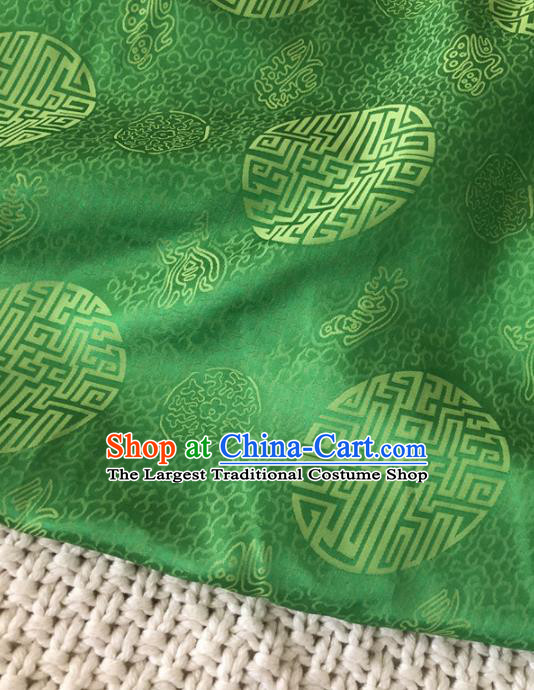 Asian Chinese Classical Design Pattern Green Brocade Traditional Cheongsam Satin Fabric Tang Suit Silk Material