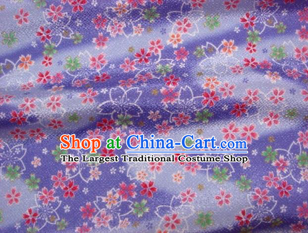 Asian Traditional Classical Sakura Pattern Purple Tapestry Satin Nishijin Brocade Fabric Japanese Kimono Silk Material