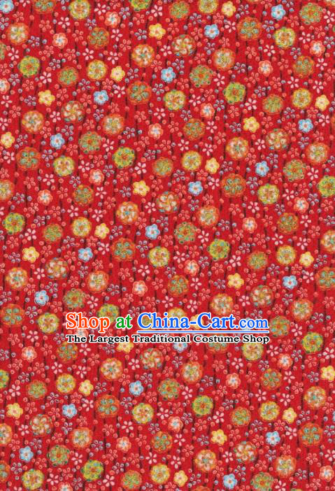 Asian Traditional Classical Pattern Red Brocade Tapestry Satin Fabric Japanese Kimono Silk Material