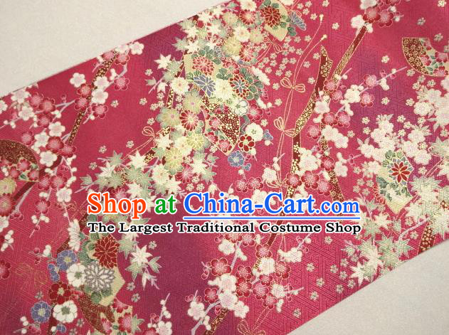 Asian Traditional Kimono Classical Sakura Pattern Rosy Nishijin Brocade Tapestry Satin Fabric Japanese Silk Material