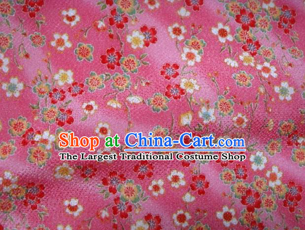 Asian Traditional Classical Sakura Pattern Rosy Brocade Tapestry Satin Fabric Japanese Kimono Silk Material