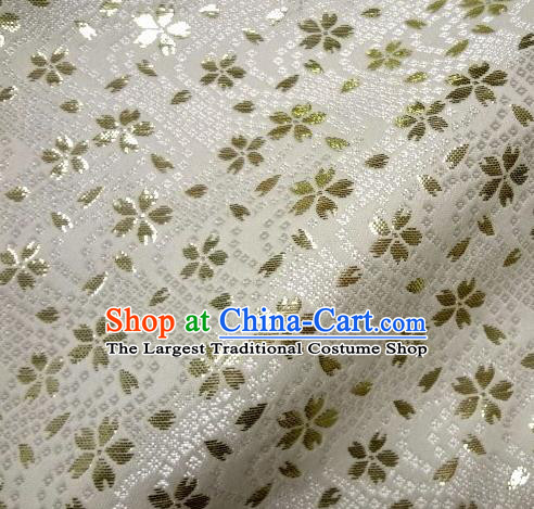 Asian Traditional Baldachin Classical Sakura Pattern White Brocade Fabric Japanese Kimono Tapestry Satin Silk Material