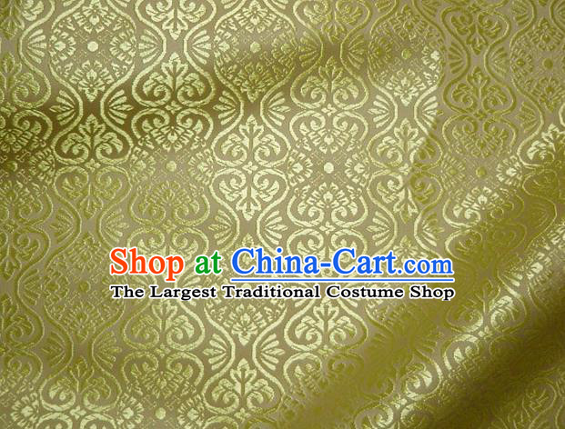 Asian Traditional Kyoto Kimono Brocade Classical Pattern Yellow Damask Fabric Japanese Tapestry Satin Silk Material