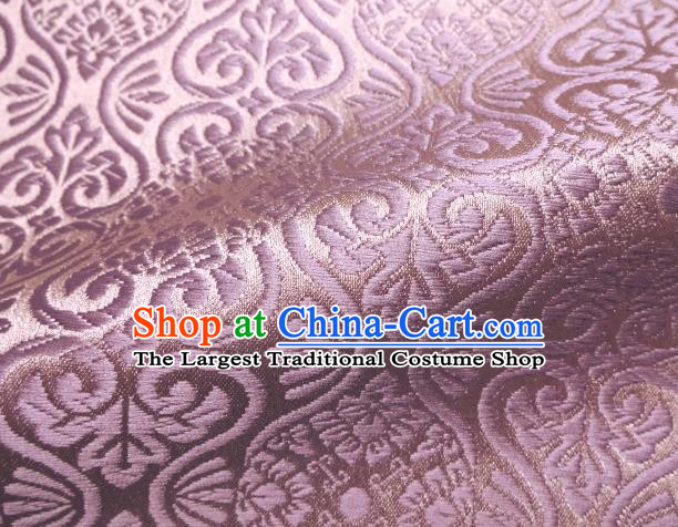 Asian Traditional Kyoto Kimono Brocade Classical Pattern Violet Damask Fabric Japanese Tapestry Satin Silk Material