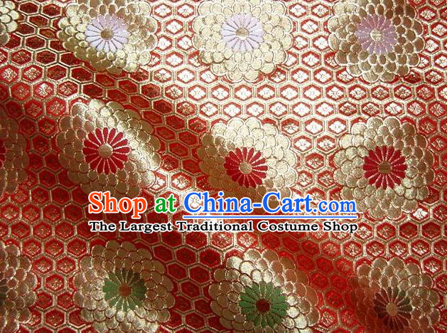 Asian Traditional Classical Chrysanthemum Pattern Damask Brocade Fabric Japanese Kimono Tapestry Satin Silk Material