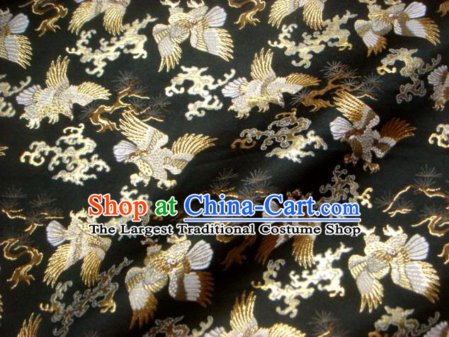 Asian Traditional Japanese Kimono Classical Eagle Pattern Black Tapestry Satin Brocade Fabric Baldachin Silk Material