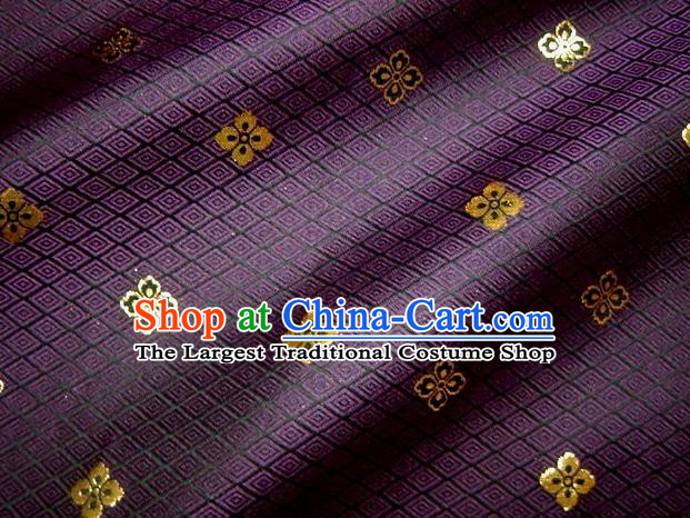 Asian Traditional Japanese Kimono Classical Flowers Pattern Purple Brocade Tapestry Satin Fabric Baldachin Silk Material