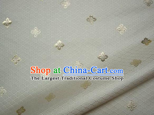 Asian Traditional Japanese Kimono Classical Flowers Pattern White Brocade Tapestry Satin Fabric Baldachin Silk Material