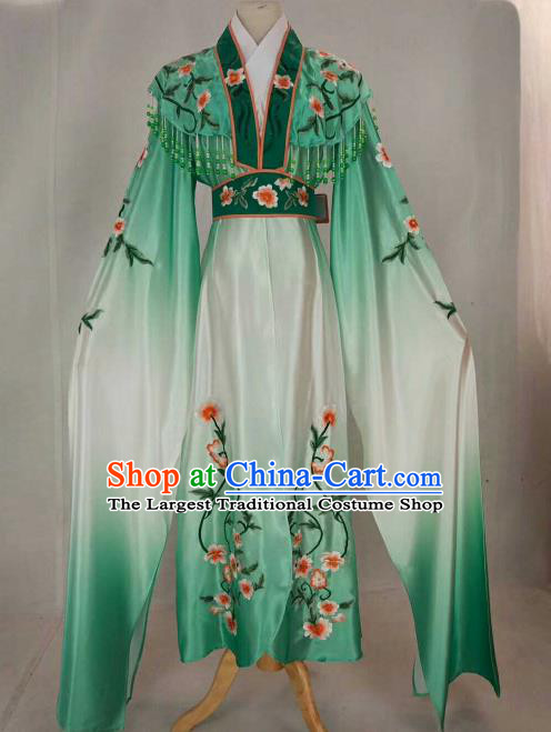 Chinese Traditional Beijing Opera Peri Princess Green Embroidered Dress Ancient Nobility Lady Costume for Women