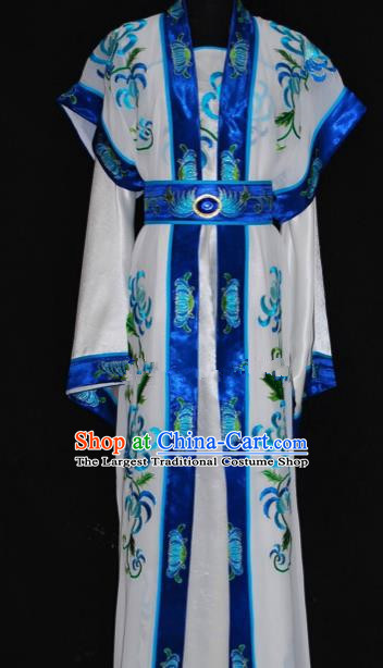 Chinese Traditional Beijing Opera Niche Embroidered Blue Robe Peking Opera Scholar Costume for Men